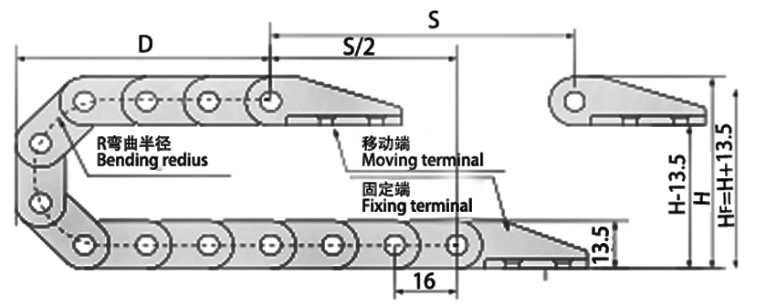 微型10系列拖鏈主要技術(shù)參數(shù)圖 微型10系列拖鏈主要技術(shù)參數(shù)圖